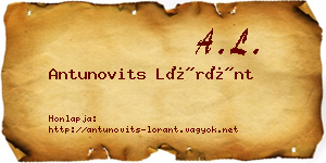 Antunovits Lóránt névjegykártya