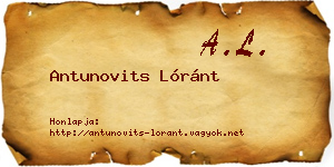 Antunovits Lóránt névjegykártya