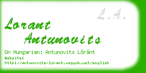 lorant antunovits business card