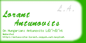 lorant antunovits business card
